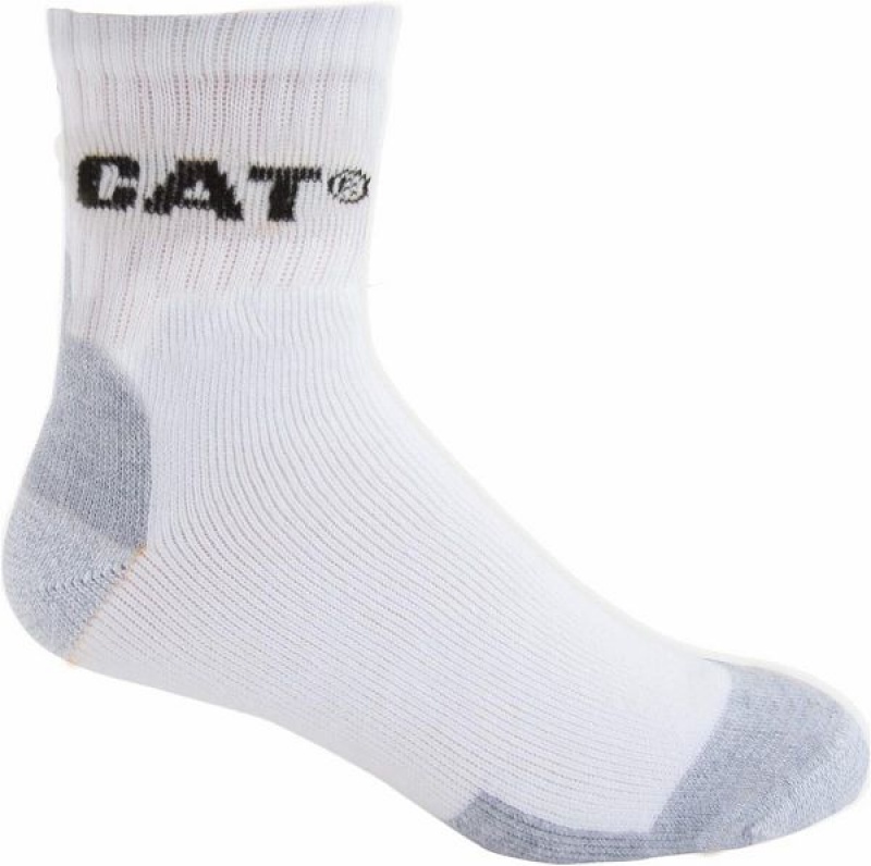 Men\'s Caterpillar All Season Work Quarter Sock 3-Pack Socks White | 815029-JYG