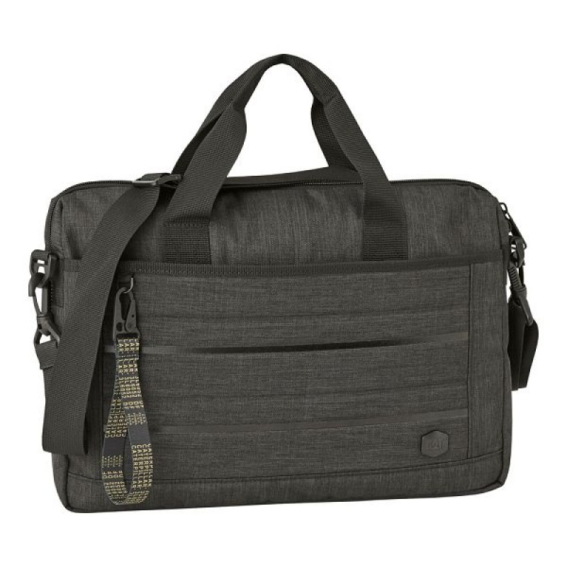 Men's Caterpillar B. Holt Slim Briefcase Bags Black | 749510-AQO