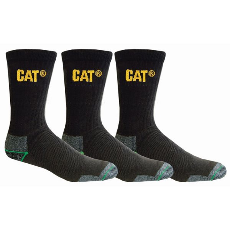 Men's Caterpillar Bamboo 3 Pack Socks Black | 265438-ZWY