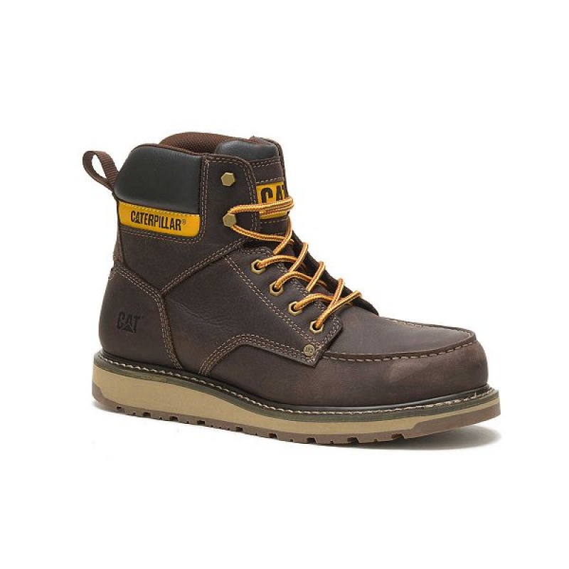 Men's Caterpillar Calibrate Steel Toe Work Boots Brown | 528104-TZN