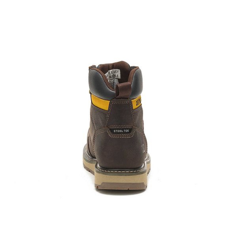 Men's Caterpillar Calibrate Steel Toe Work Boots Brown | 528104-TZN