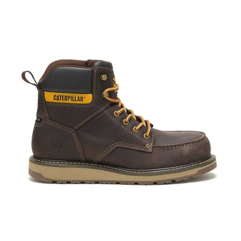 Men\'s Caterpillar Calibrate Steel Toe Work Boots Brown | 528104-TZN