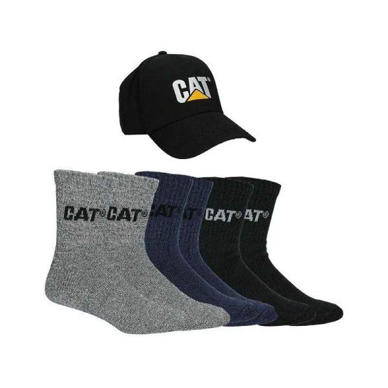 Men\'s Caterpillar Cap Sock Bundle Cat Socks Black | 392867-SEL