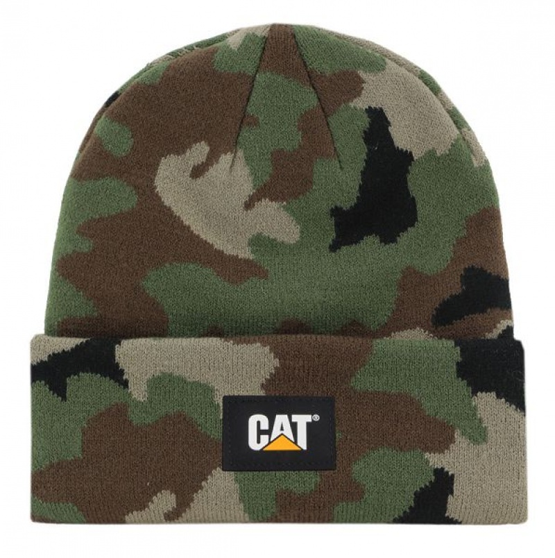 Men\'s Caterpillar Cat Label Cuff Beanie Camo | 702389-EGB