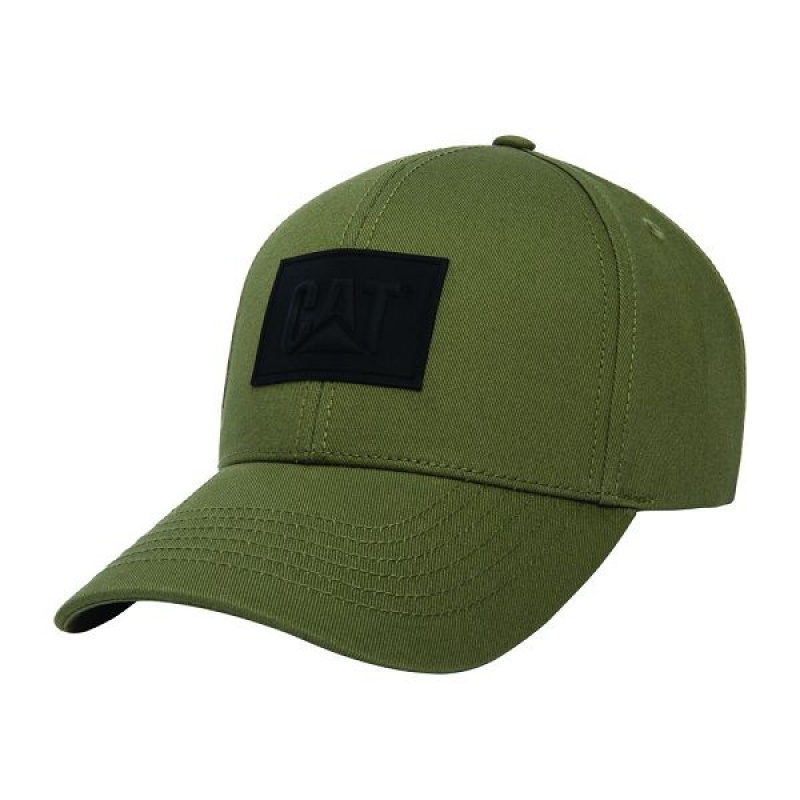 Men\'s Caterpillar Cat Logo Silicone Patch Hats Olive | 504138-QGE