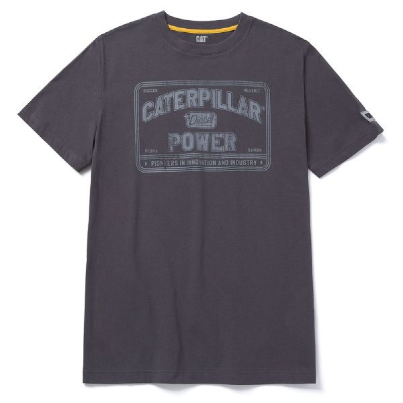 Men\'s Caterpillar Caterpillar Power Tee T-Shirt Grey | 603875-BCM