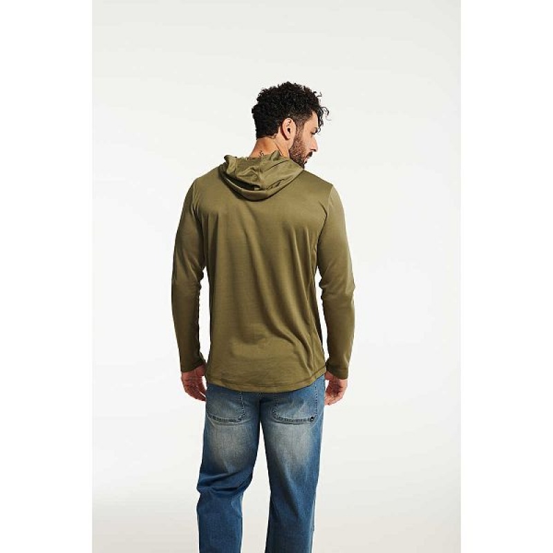 Men's Caterpillar Coolmax Lightweight Pullover Hoodie Green | 587924-PBS