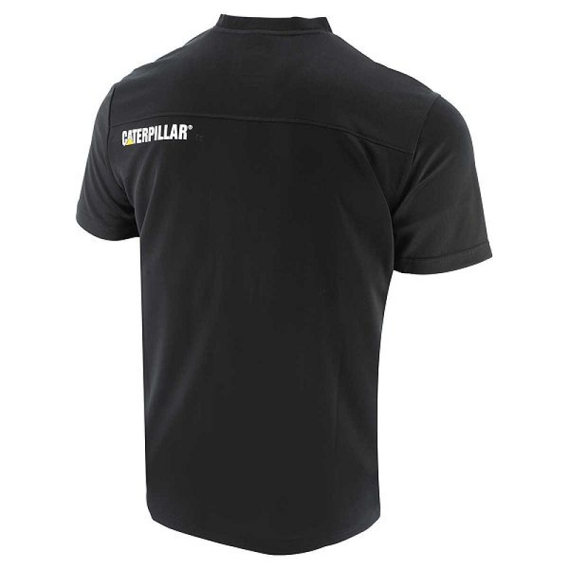 Men's Caterpillar Coolmax Short Sleeve Tee T-Shirt Black | 386152-XMO