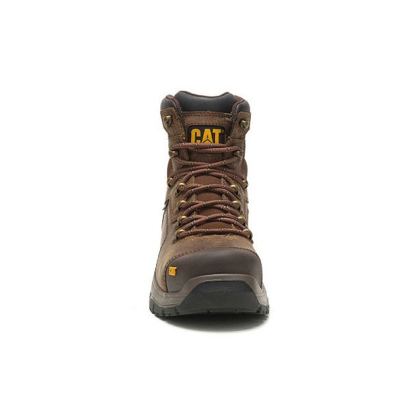 Men's Caterpillar Diagnostic 2.0 Waterproof Steel Toe Work Boots Brown | 304829-KGQ