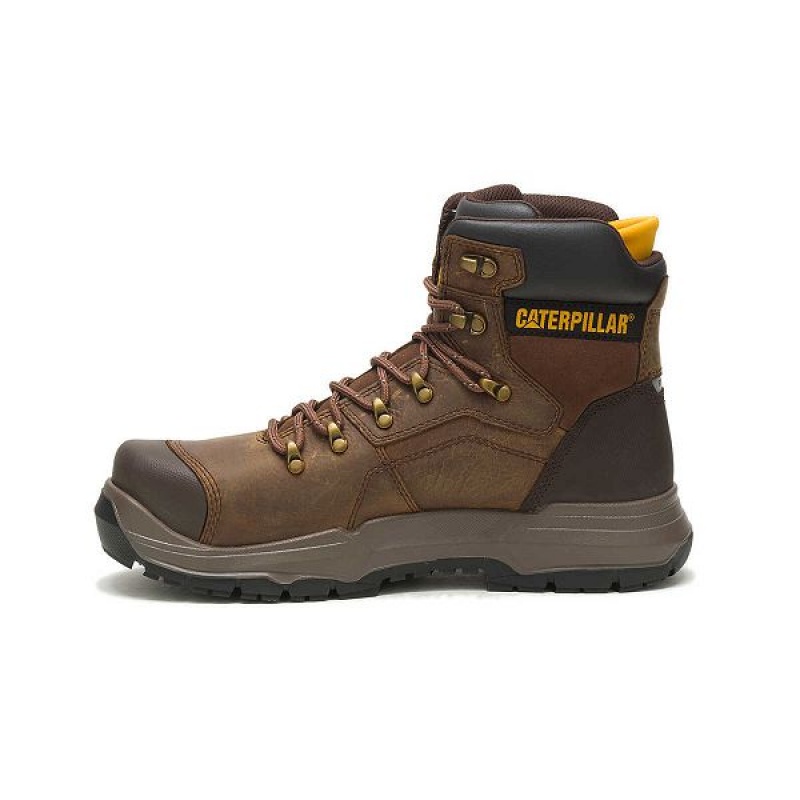 Men's Caterpillar Diagnostic 2.0 Waterproof Steel Toe Work Boots Brown | 304829-KGQ