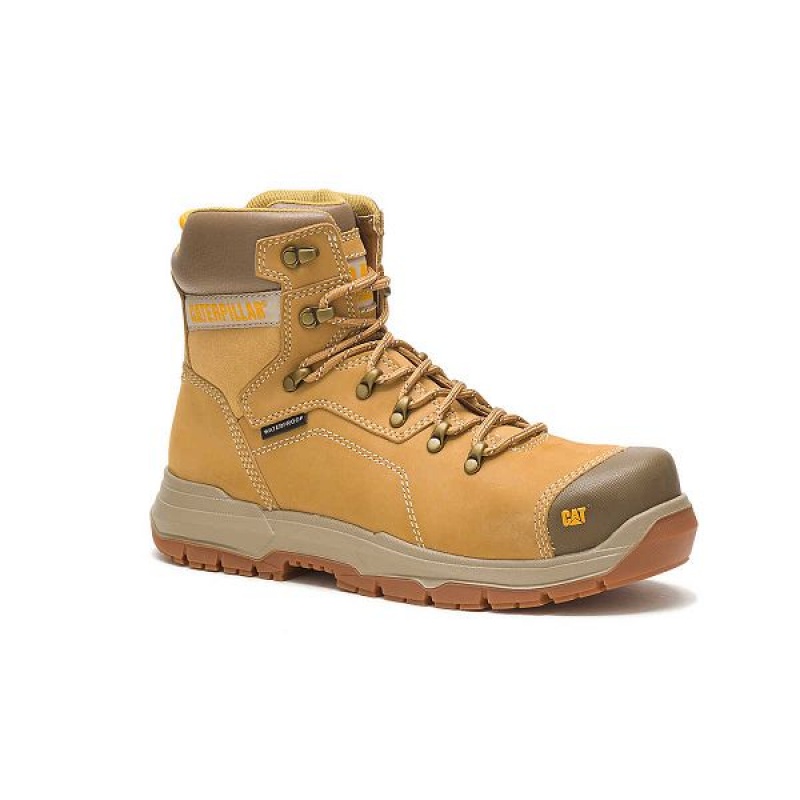 Men's Caterpillar Diagnostic 2.0 Waterproof Steel Toe Work Boots Brown | 516890-SZQ