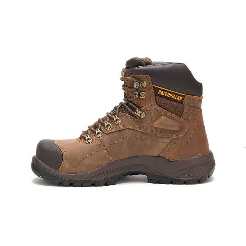 Men's Caterpillar Diagnostic Hi Waterproof Thinsulate™ Steel Toe Work Boots Dark / Beige | 349178-TYX