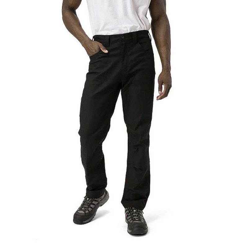 Men's Caterpillar Double Front Stretch Canvas Straight Fit Utility Pants Black | 081372-MPU