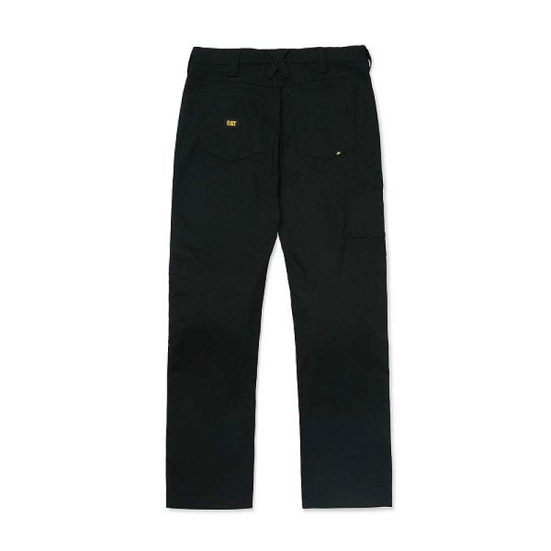 Men's Caterpillar Double Front Stretch Canvas Straight Fit Utility Pants Black | 081372-MPU