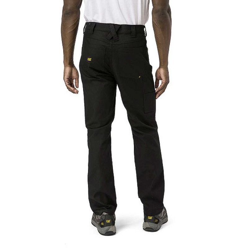 Men's Caterpillar Double Front Stretch Canvas Straight Fit Utility Pants Black | 081372-MPU