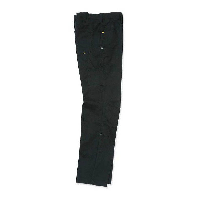 Men's Caterpillar Double Front Stretch Canvas Straight Fit Utility Pants Black | 081372-MPU