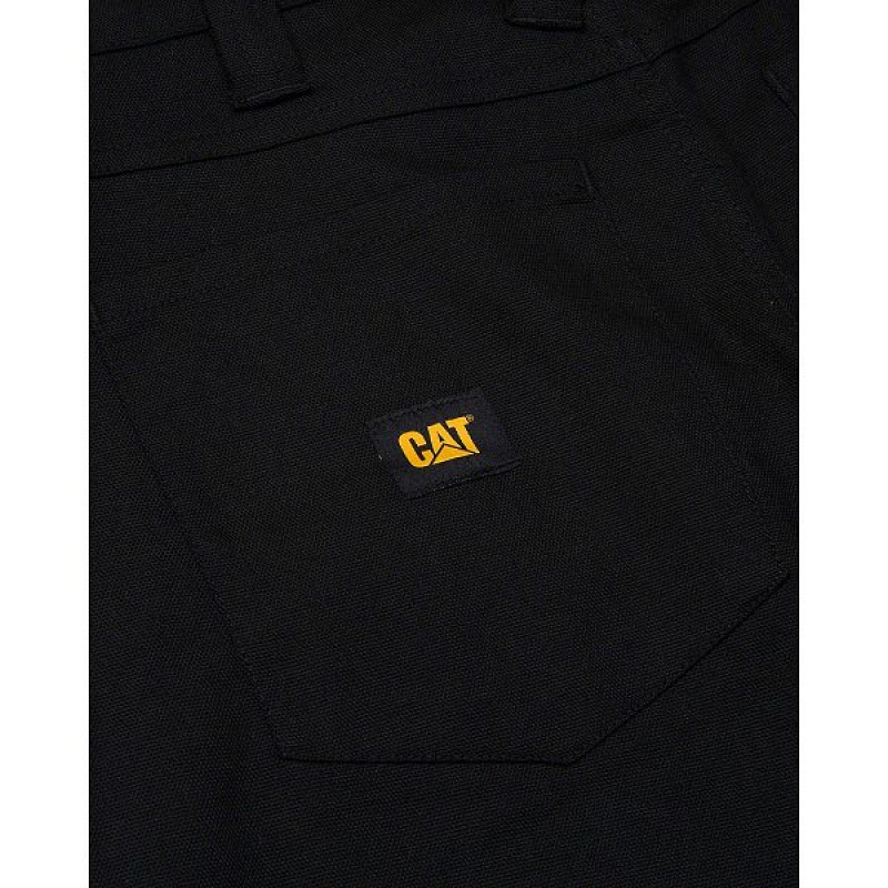 Men's Caterpillar Double Front Stretch Canvas Straight Fit Utility Pants Black | 081372-MPU