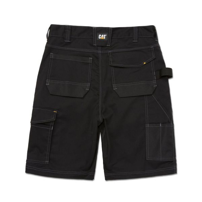 Men's Caterpillar Essential Stretch Shorts Black | 560487-GMS