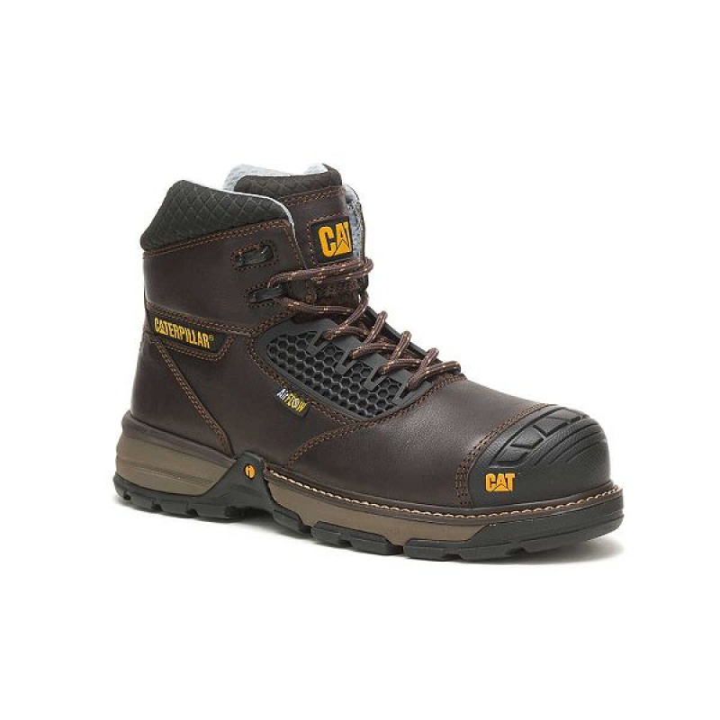 Men's Caterpillar Excavator Superlite Cool Carbon Composite Toe Work Boots Dark / Brown | 263954-IFD