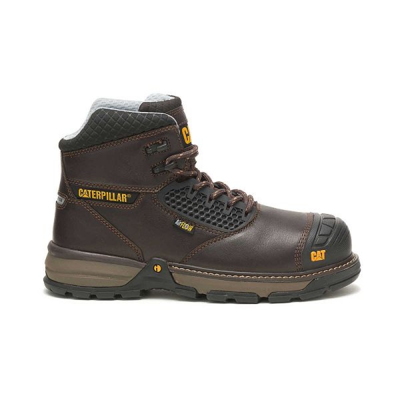 Men\'s Caterpillar Excavator Superlite Cool Carbon Composite Toe Work Boots Dark / Brown | 263954-IFD