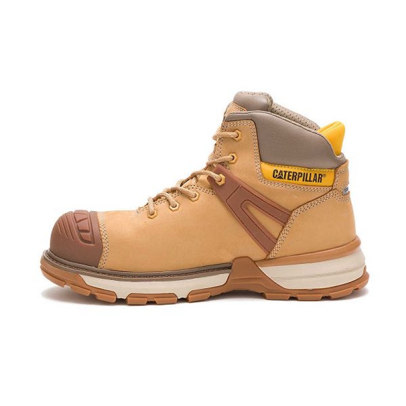 Men's Caterpillar Excavator Superlite Waterproof Carbon Composite Toe Work Boots Brown | 285416-QKR