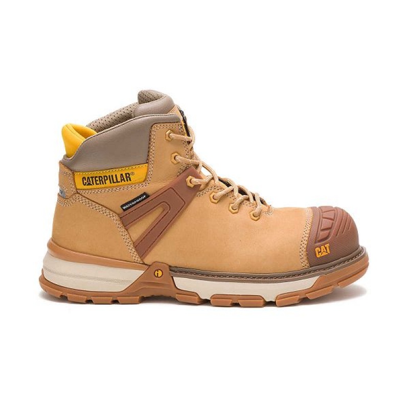 Men\'s Caterpillar Excavator Superlite Waterproof Carbon Composite Toe Work Boots Brown | 285416-QKR