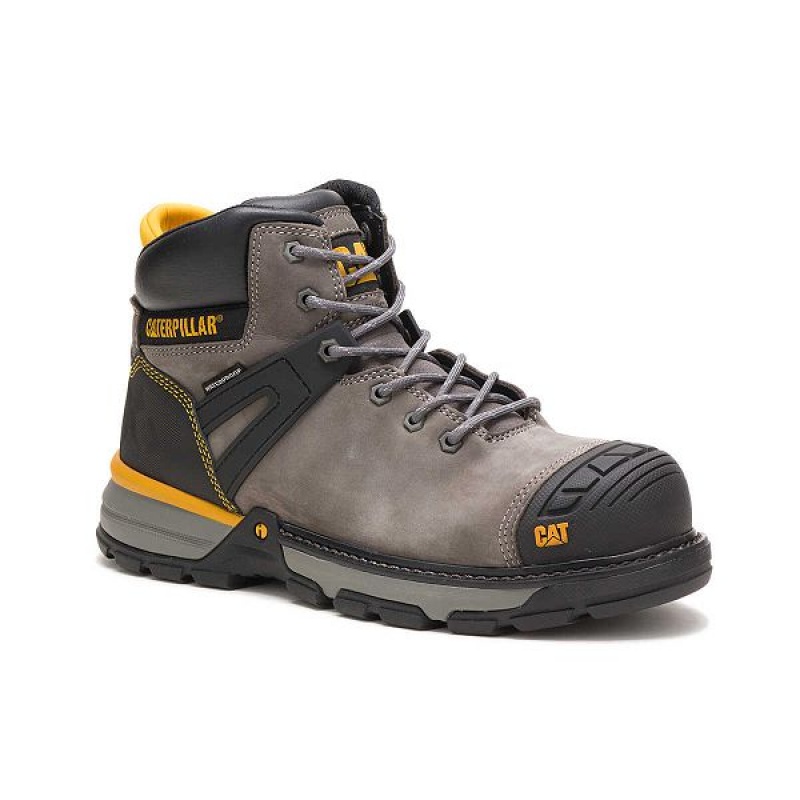 Men's Caterpillar Excavator Superlite Waterproof Carbon Composite Toe Work Boots Blue / Grey | 849107-LYQ