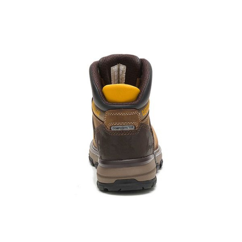 Men's Caterpillar Excavator Superlite Waterproof Carbon Composite Toe Work Boots Dark / Beige | 730961-FHS