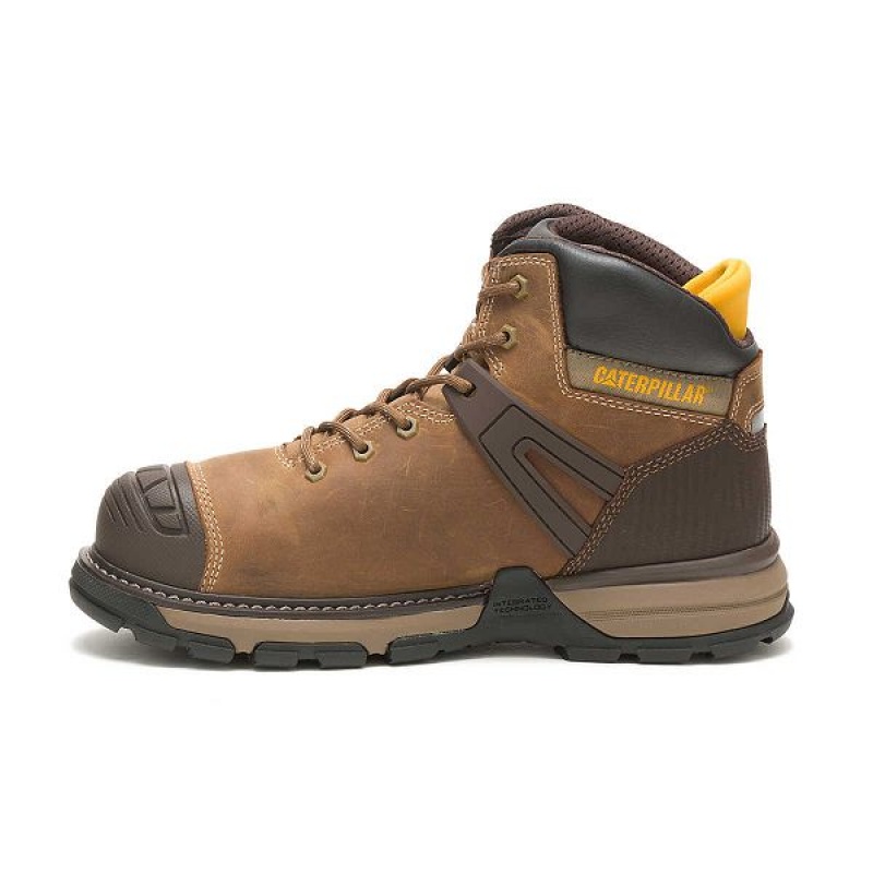 Men's Caterpillar Excavator Superlite Waterproof Soft Toe Work Boots Dark / Beige | 780645-CQD