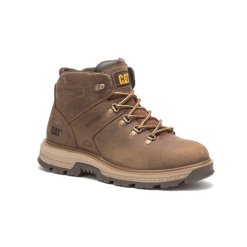 Men's Caterpillar Exposition Hiker Waterproof Work Boots Brown | 568073-FXH