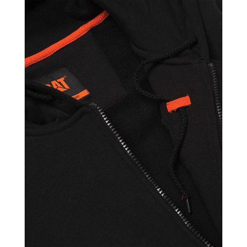 Men's Caterpillar Flame Resistant Midweight Full Zip Hoodie Black | 982547-IUN