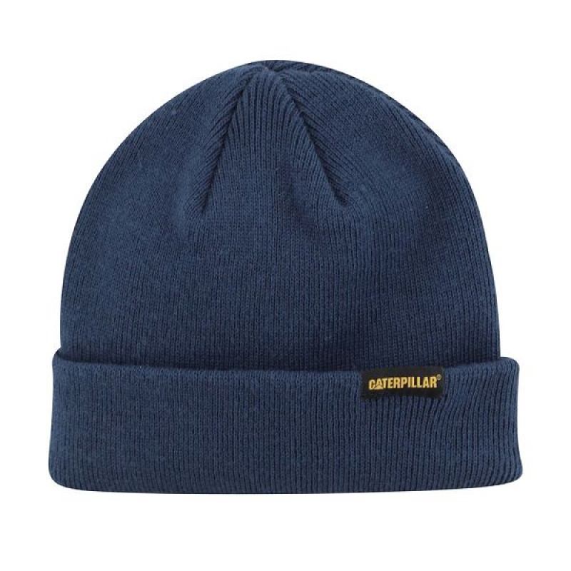 Men\'s Caterpillar Foundation Knit Hats Blue | 506473-TUK