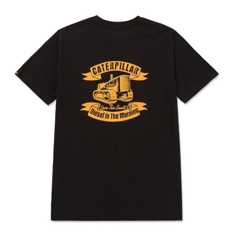 Men's Caterpillar Graphic Tee T-Shirt Black | 103645-OZD