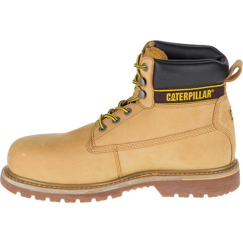 Men's Caterpillar HOLTON SB E FO HRO SRC Work Boots Brown | 840357-THD