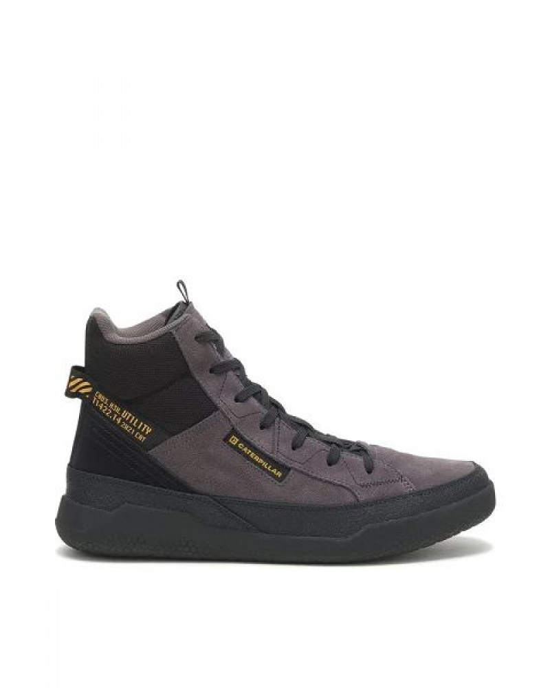 Men's Caterpillar Hex Hi Utility Sneakers Grey / Black | 083571-CEO