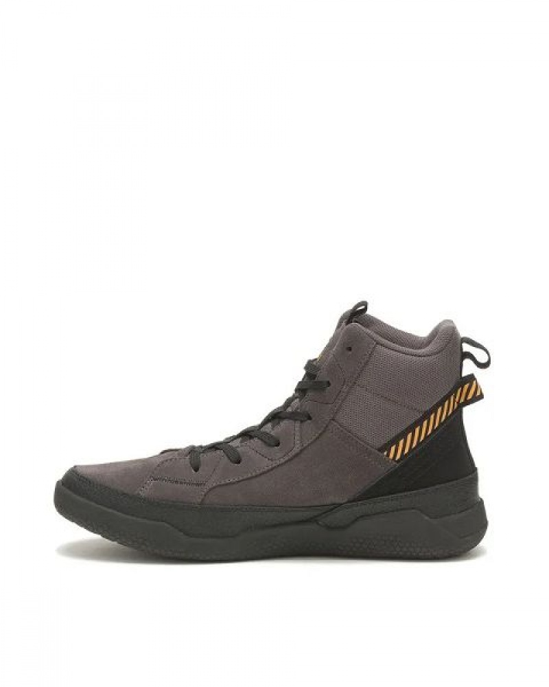 Men's Caterpillar Hex Hi Utility Sneakers Grey / Black | 083571-CEO