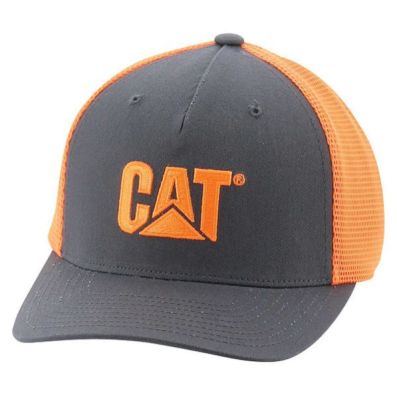 Men\'s Caterpillar Hi-Vis Mesh Caps Orange | 201473-HCY