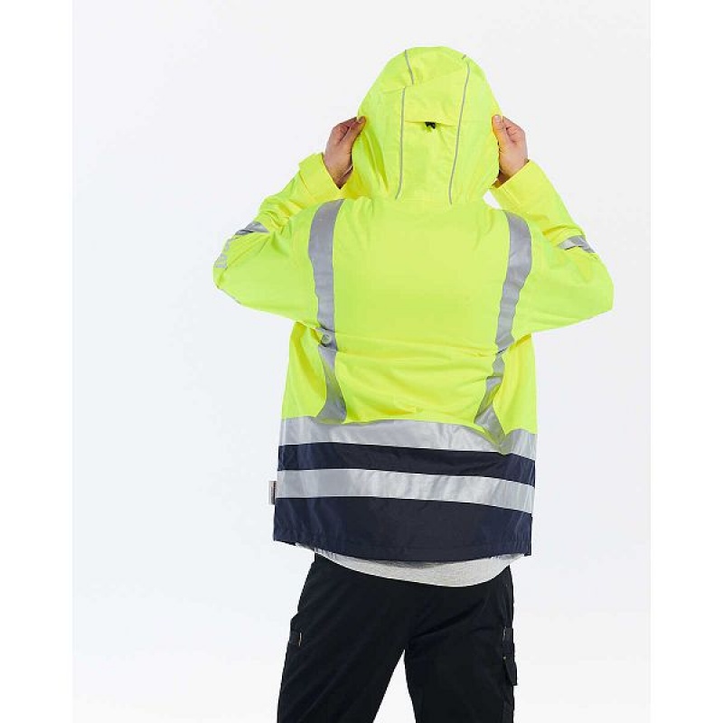 Men's Caterpillar Hi-Vis Rain Jackets Yellow | 728634-FBP