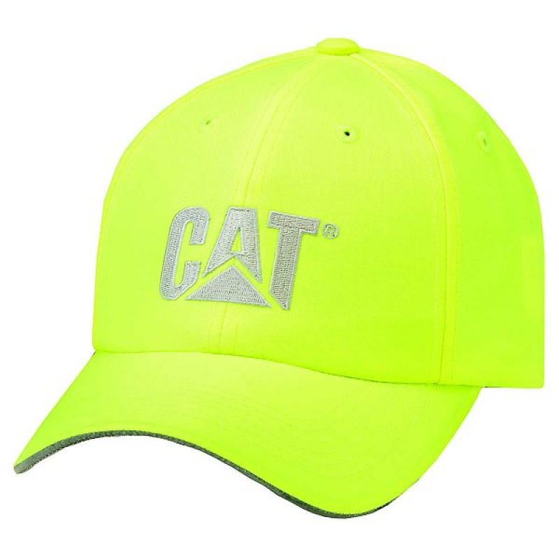 Men\'s Caterpillar Hi-Vis Trademark Caps Light / Yellow | 809541-WOY