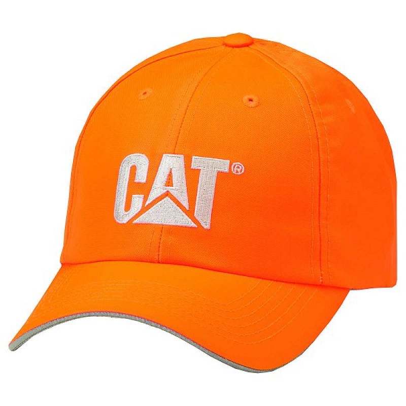 Men\'s Caterpillar Hi-Vis Trademark Caps Orange | 018256-LMR