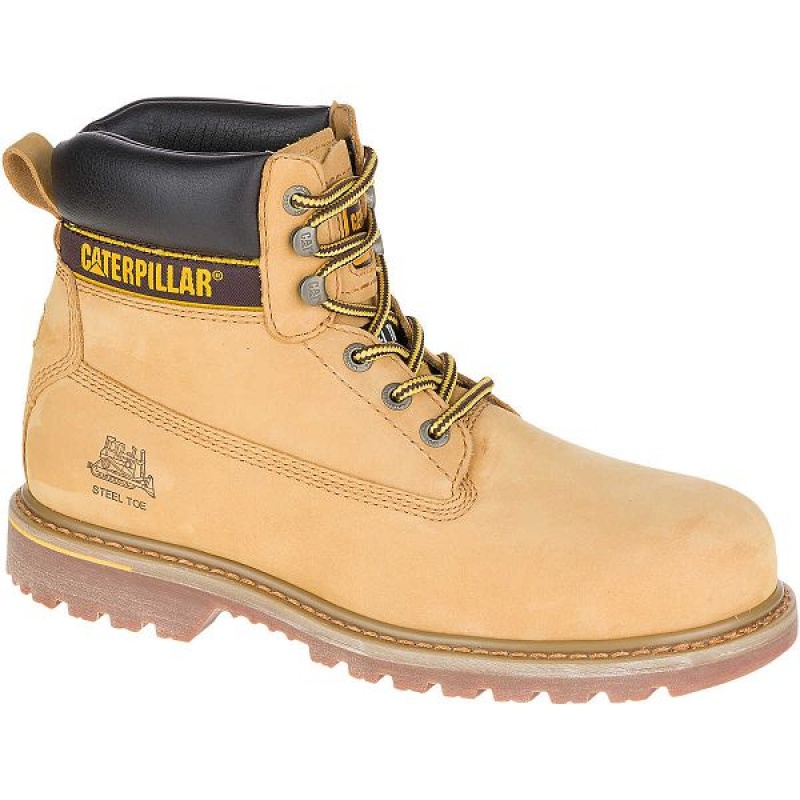 Men's Caterpillar Holton Steel Toe S3 HRO SRC Work Boots Brown | 945026-PIX