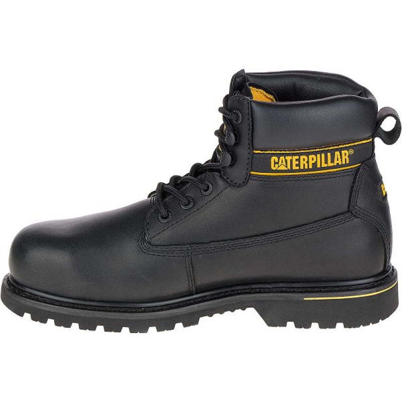 Men's Caterpillar Holton Steel Toe S3 HRO SRC Work Boots Black | 906841-LOZ