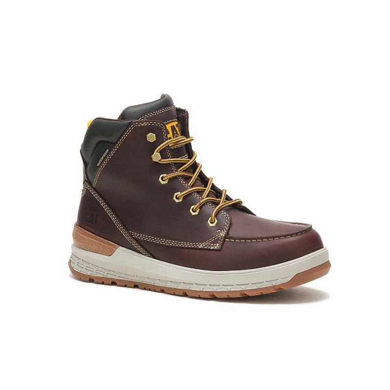 Men's Caterpillar Impact Waterproof Work Boots Brown | 567082-EHY