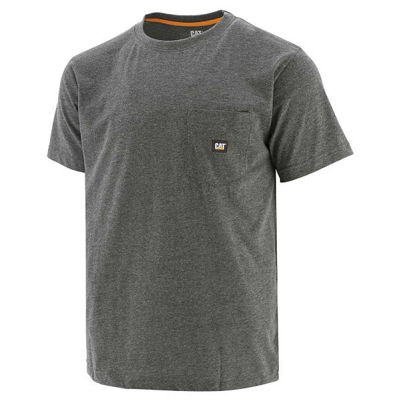 Men\'s Caterpillar Industry Leader Short Sleeve Pocket Tee T-Shirt Dark / Grey | 569031-JPU