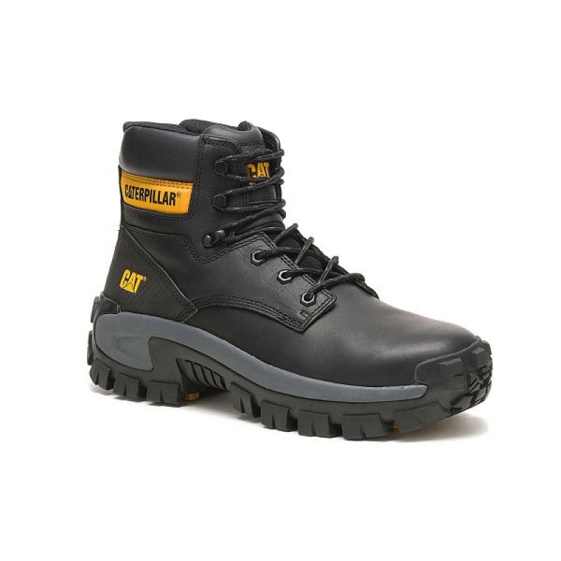 Men's Caterpillar Invader Hi Steel Toe Work Boots Black | 396824-ARZ