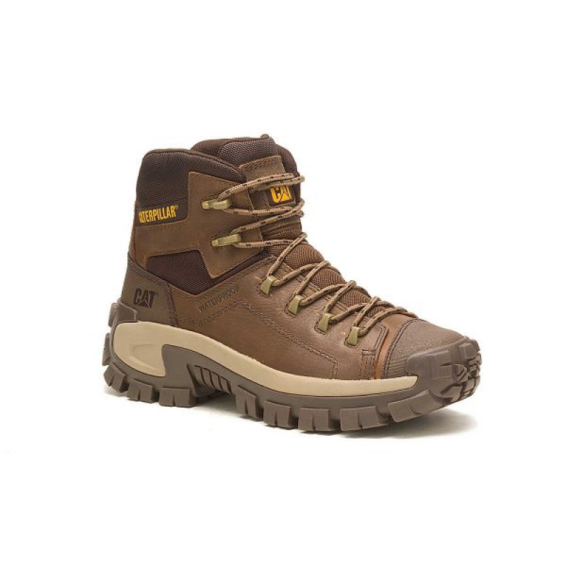 Men's Caterpillar Invader Hiker Waterproof Work Boots Brown | 240851-GVF