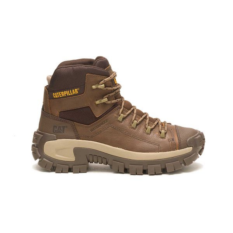 Men\'s Caterpillar Invader Hiker Waterproof Work Boots Brown | 240851-GVF