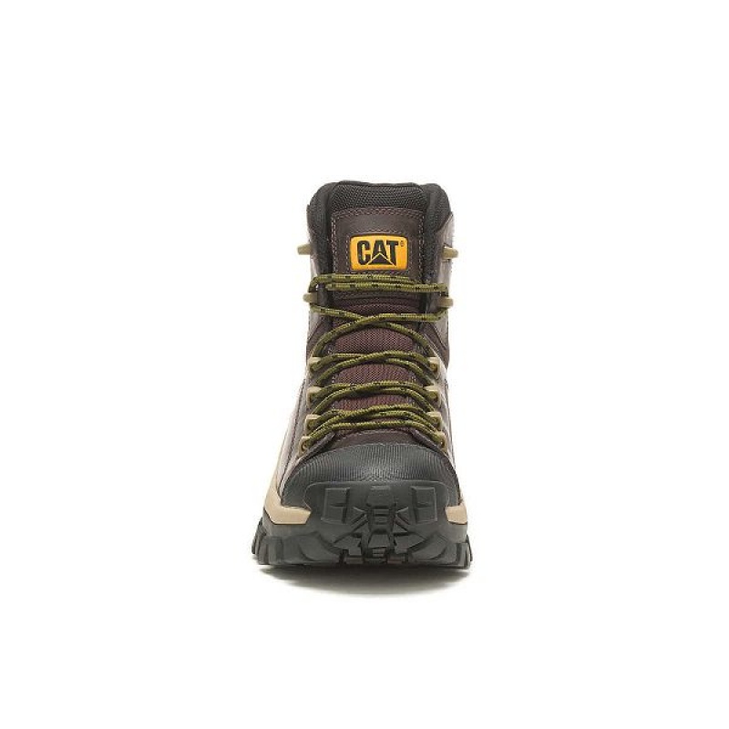 Men's Caterpillar Invader Hiker Waterproof Composite Toe Work Boots Coffee | 706984-DME