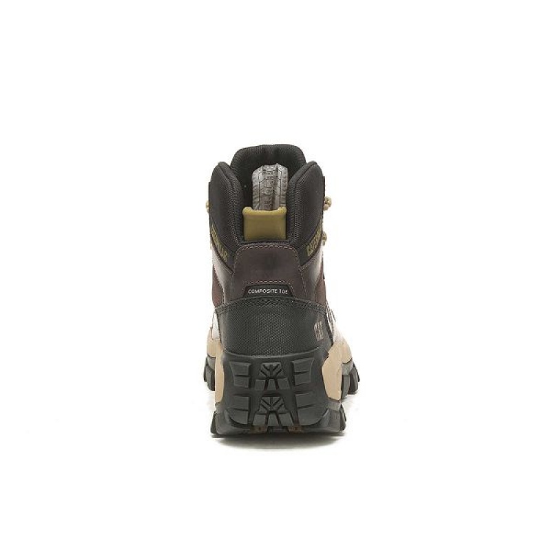 Men's Caterpillar Invader Hiker Waterproof Composite Toe Work Boots Coffee | 706984-DME