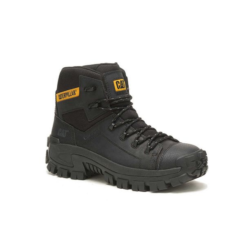 Men's Caterpillar Invader Hiker Waterproof Composite Toe Work Boots Black | 412076-IKG